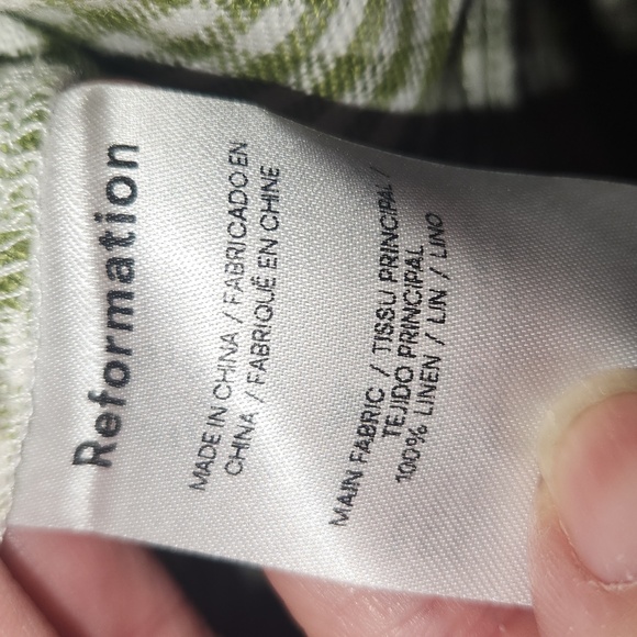 Reformation Isha Linen Dress avocado check/Gingham size 0 - Picture 13 of 15